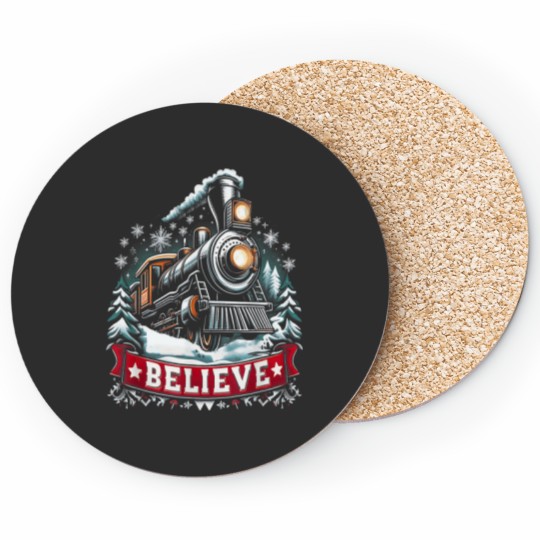 Discover All Aboard Polar Express North Pole Xmas Santa T Coasters