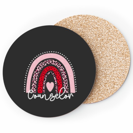 Discover Teacher Job Leopard Rainbow Valentines Day Heart Teacher Counselor Coasters