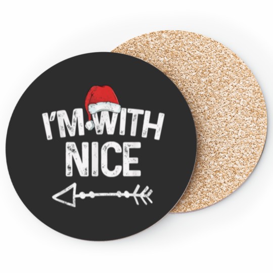 Discover I'm With Nice Matching Christmas Couples Costume Coasters