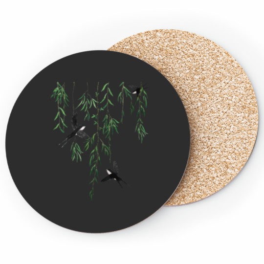 Discover 3 swallows and willow leaves Active Coasters