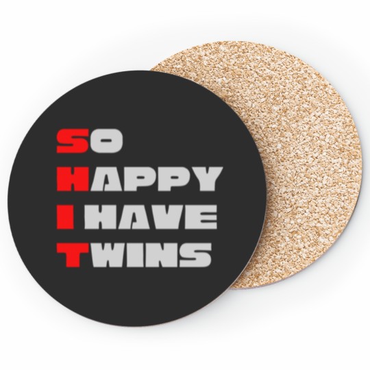 Discover So Happy I have twins Bold Typography Coasters