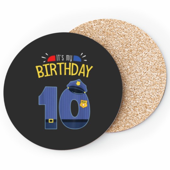 Discover 10th Birthday 10 Year Old Police Officer Uniform Coasters
