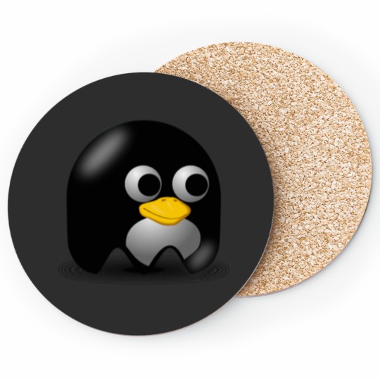 Discover A cute black penguin ghostwith big eyes Active Coasters