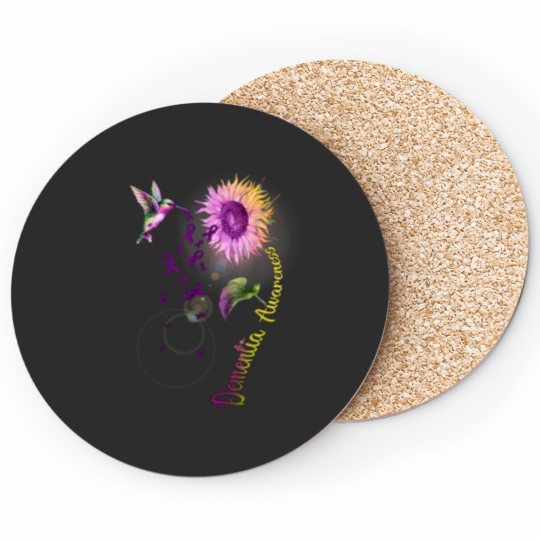 Discover Dementia Sunflower Hummingbird Coasters