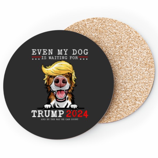 Discover Border Collie Dog Even My Dog Is Waiting For Trump 2024 Coasters