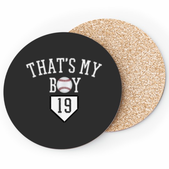 Discover 19 Thats My Boy Baseball Number Jersey Dad Baseball Mom Coasters