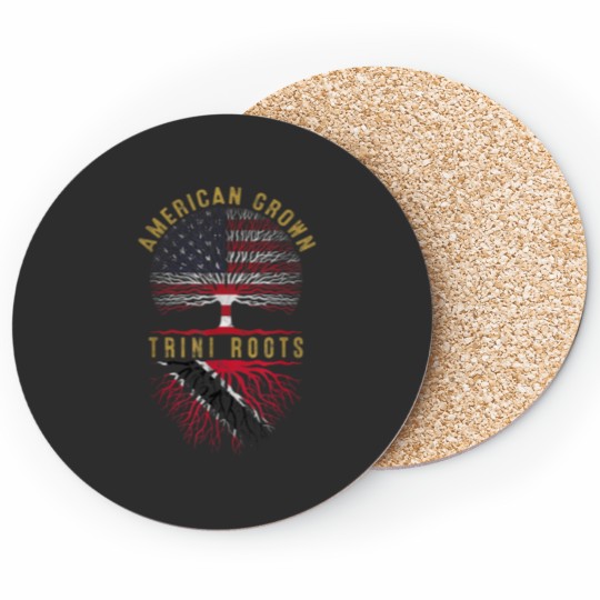 Discover Distressed Tree USA Flag American Grown Trini Roots Coasters