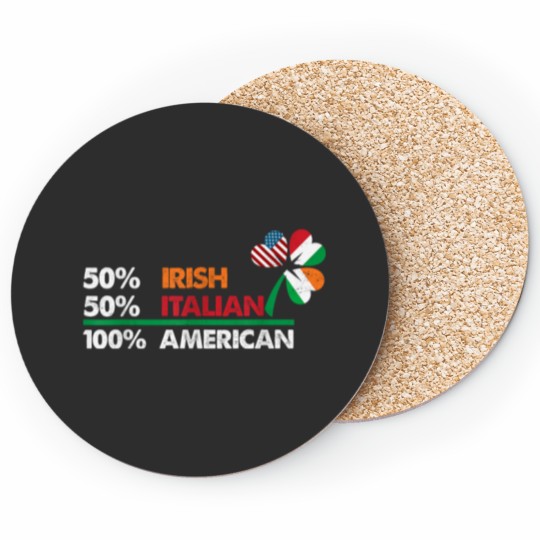 Discover 50 Half Irish Italian 100 American flag shamrock Heritage 4825 Coasters