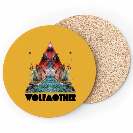 Discover Wolf Mother The Keys Inn logo (black) Coasters