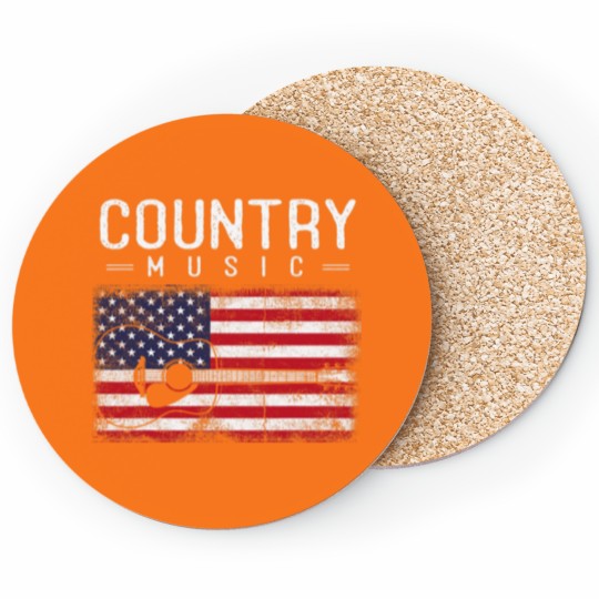 Discover Country Music Vintage Guitar American Flag 21 Coasters