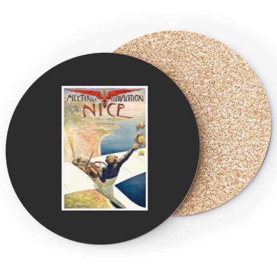 Discover 1910 Meeting dAviation Nice France Advertising Coasters