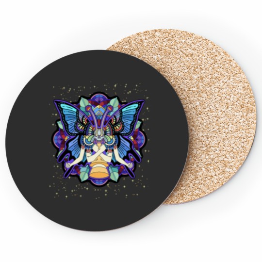 Discover Psychedeliutterfly Abstract Art Colorful Hippie Trippy Coasters