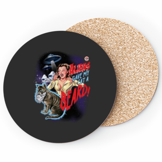Discover Astronaut Cat With Neon Lights Effects Coasters