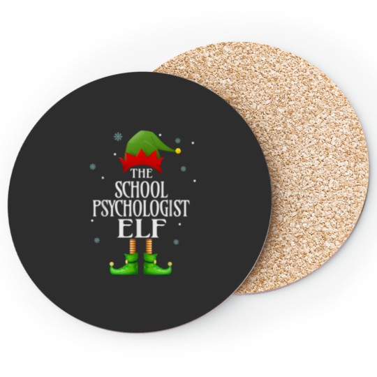 Discover School Psychologist Elf Xmas Funny Family Matching Christmas Coasters