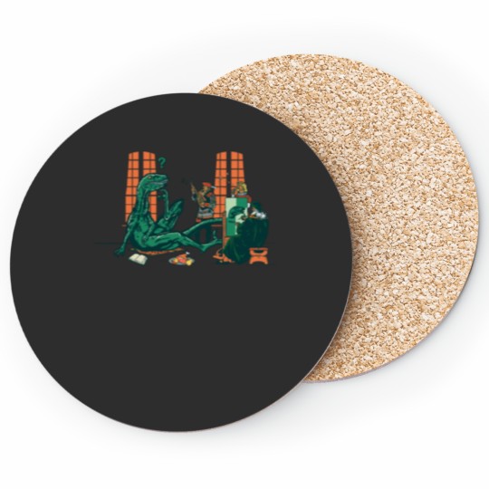 Discover Philosoraptor Oil on Wood Coasters