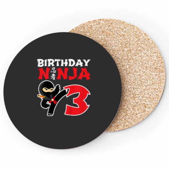 Discover Kids Birthday Ninja Shirt 3 Year Old Ninja Birthday Party Theme Coasters
