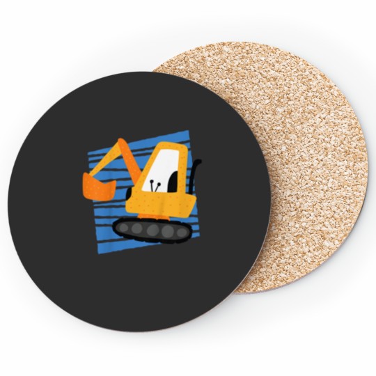 Discover Kids Construction Excavator Machine Cartoon Graphic for Coasters