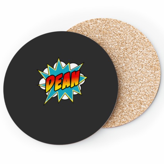 Discover Kids Boys Dean Name Comic Book Superhero Coasters