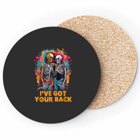Discover Ive Got Your Back Funny Halloween Skeletons Skull Men Women 5919 Coasters
