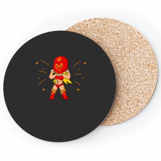 Discover The wrestler Lucha Libre Mexico luchadora comic Coasters