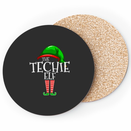 Discover The Techie Elf Family Matching Group Christmas Gift Funny Coasters