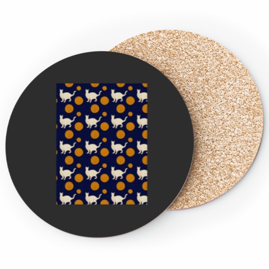 Discover White Cat Orange Polka Dots - Matisse-esque Graphic Coasters