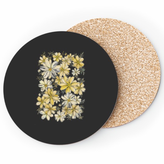 Discover Gold and Cream Flower Pattern Classic Coasters