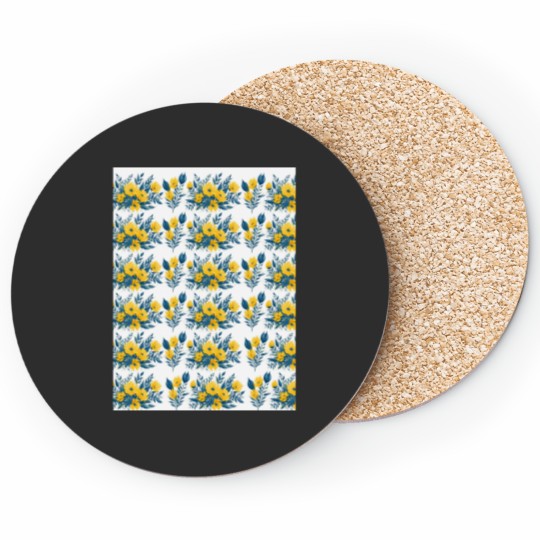 Discover Yellow floral watercolor vector, white background Graphic Coasters