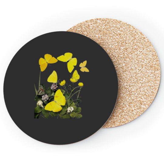 Discover Yellow Butterflies & Flowers Classic Coasters