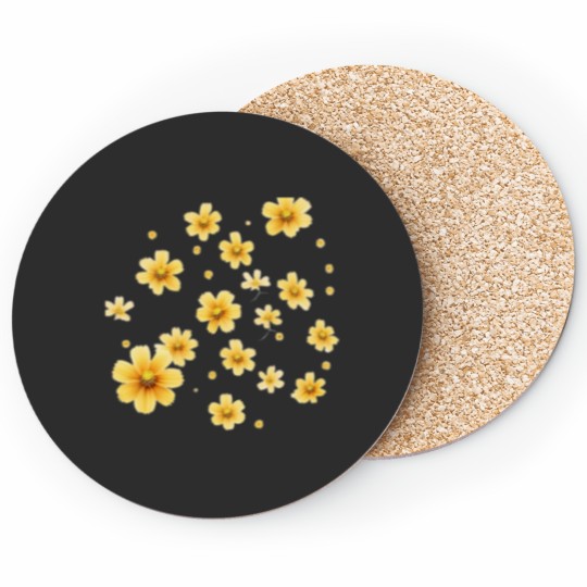 Discover Yellow Cosmos Flowers Pattern Classic Coasters