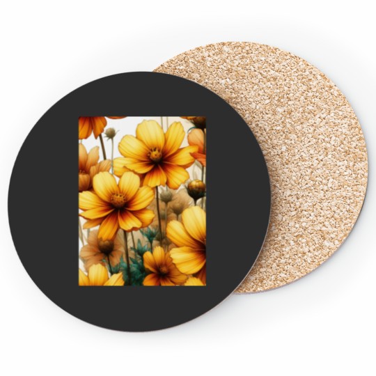 Discover Vibrant Yellow Cosmos Flowers Add a Splash of Sunshine to Your Space Classic Coasters