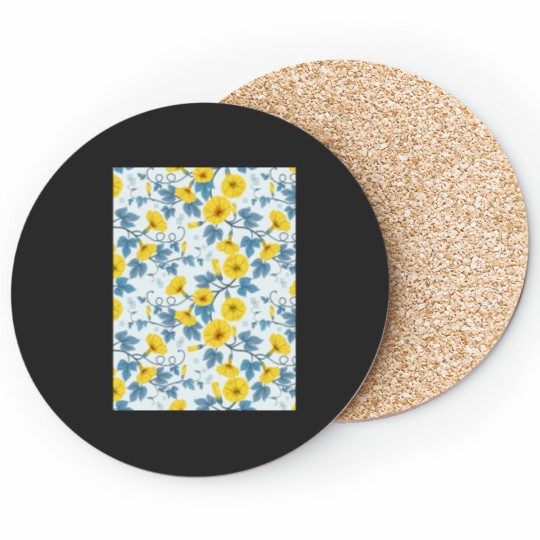 Discover Yellow Cosmos Flowers Floral Art Print Graphic Coasters