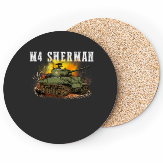 Discover M4 Sherman the WW2 Tank a WWII armys Tank for Military Boys Coasters