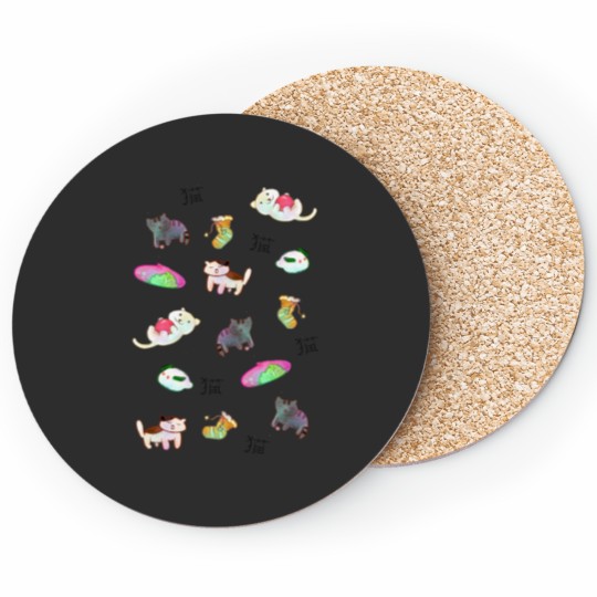 Discover Kawaii Neko Atsume Pattern Relaxed Fit Coasters