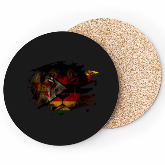 Discover Zimbabwe Lion Flag Coasters