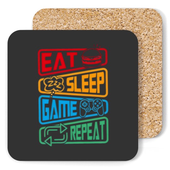 Discover Eat Sleep Game Repeat Coasters, Youtuber Gamer Coasters
