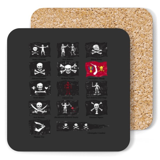 Discover Famous Pirates Flags Illustration Coasters