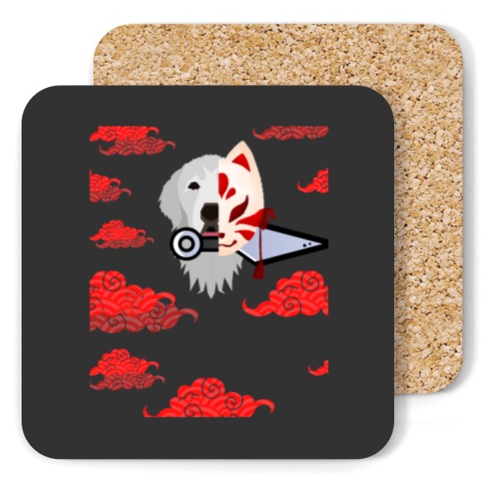 Discover Red Cloud Japanese Great Pyrenees Kitsune aniime Coasters