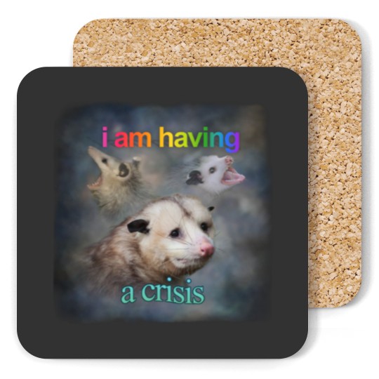 Discover I am having a crisis possum word art Classic Coasters