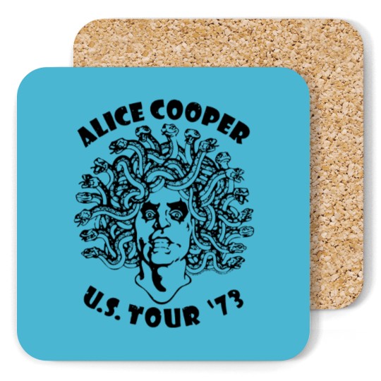 Discover Alice Cooper Men's Coasters, Medusa USA Tour 1973 Cover White Graphic Coasters