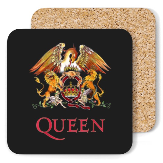 Discover Queen White Crest Freddie Mercury Brian May Coasters Coasters