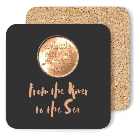 Discover 1939 Palestinian Coin Coasters with From the River to the Sea as a Caption