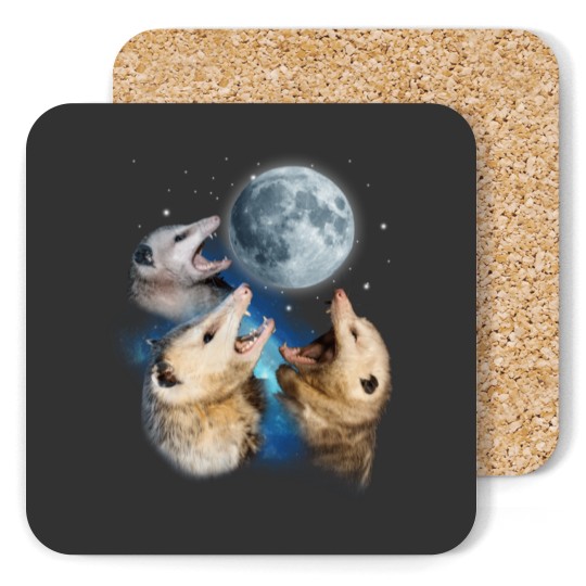 Discover Three Possum Howling At Moon - Funny Opossum Lovers Costume Coasters