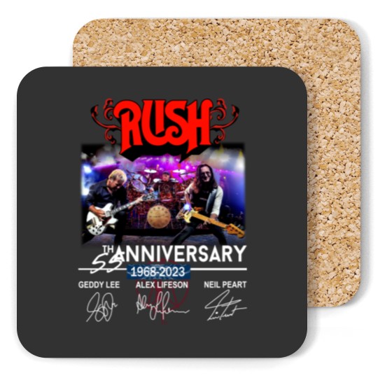 Discover New 55 Years RUSH Band 1968-2023 Signatures Coasters