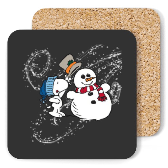 Discover vintage snoopy with snowmanwinter wonderland crewneck Coasters