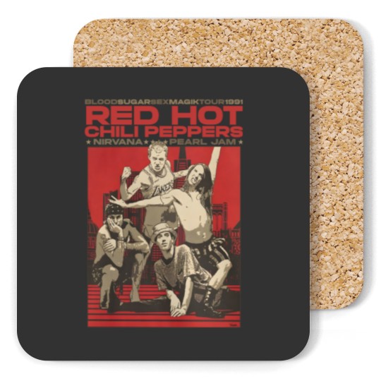 Discover Vintage RHCP Tour 1991 Coasters, Red Hot Chili Peppers Rock Band 2023 Coasters