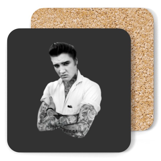 Discover Elvis Presley Tattoo Rockabilly Coasters Black