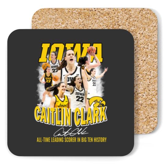 Discover Caitlin Clark All Time Leading Scorer In Big Ten History Coasters, Basketball 2024 Caitlin Clark Coasters