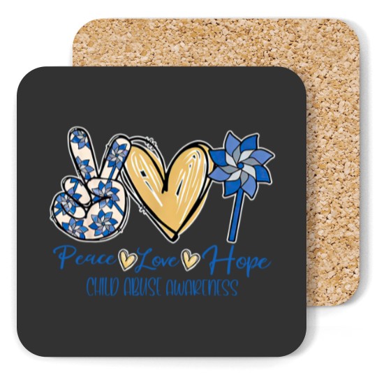 Discover Peace Love Hope Coasters, Child Abuse Awareness Coasters
