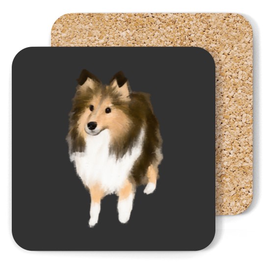 Discover Sheltie Cute Sheltie Drawing Coasters
